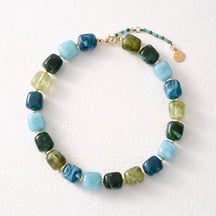 Chunky Square Bead Necklace Orange