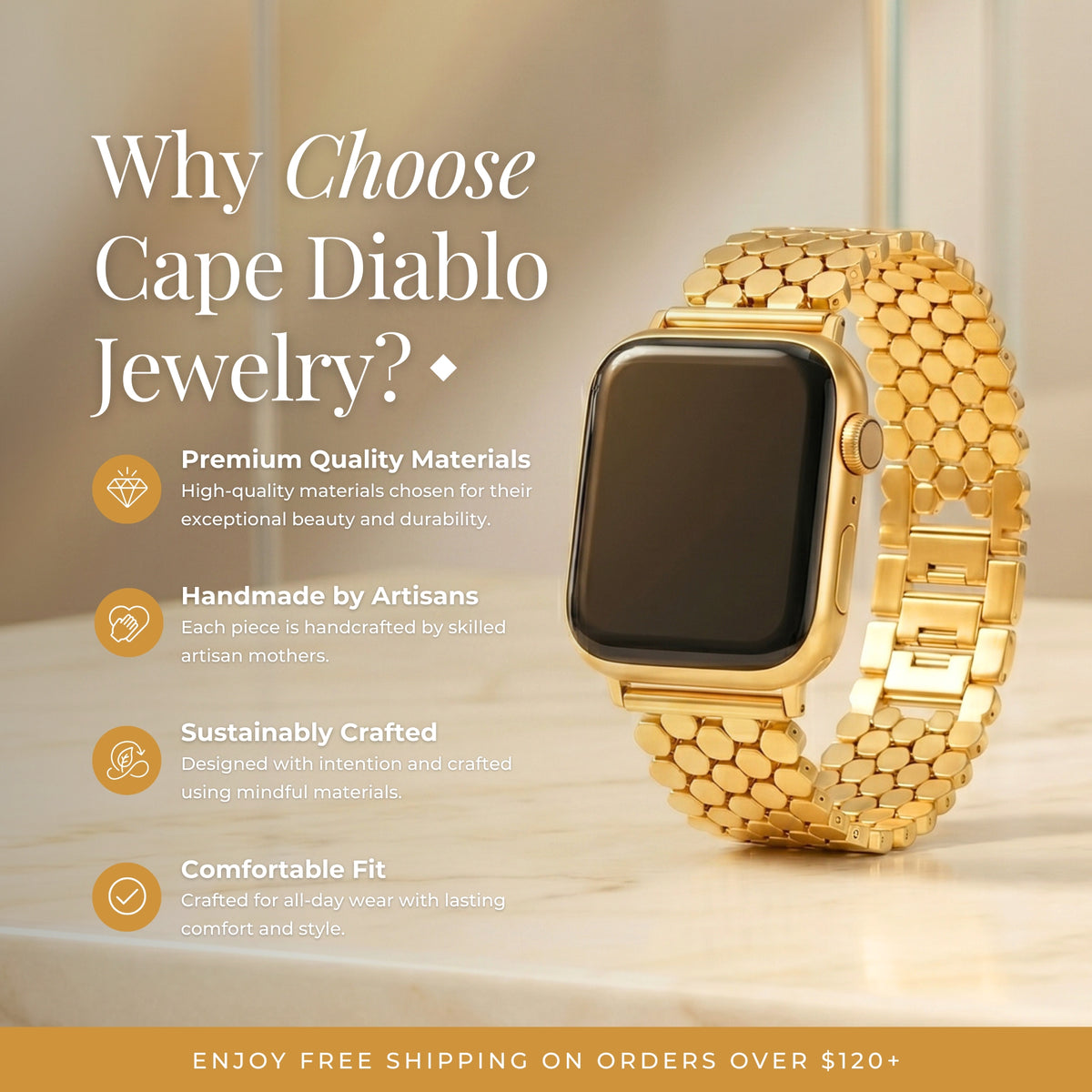 Golden Honeycomb Luxury Apple Watch Strap