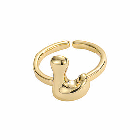 Golden Glow Bubble Letter Initial Ring