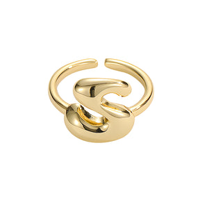 Golden Glow Bubble Letter Initial Ring