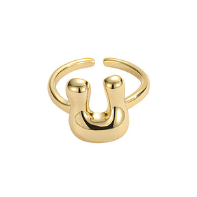 Golden Glow Bubble Letter Initial Ring