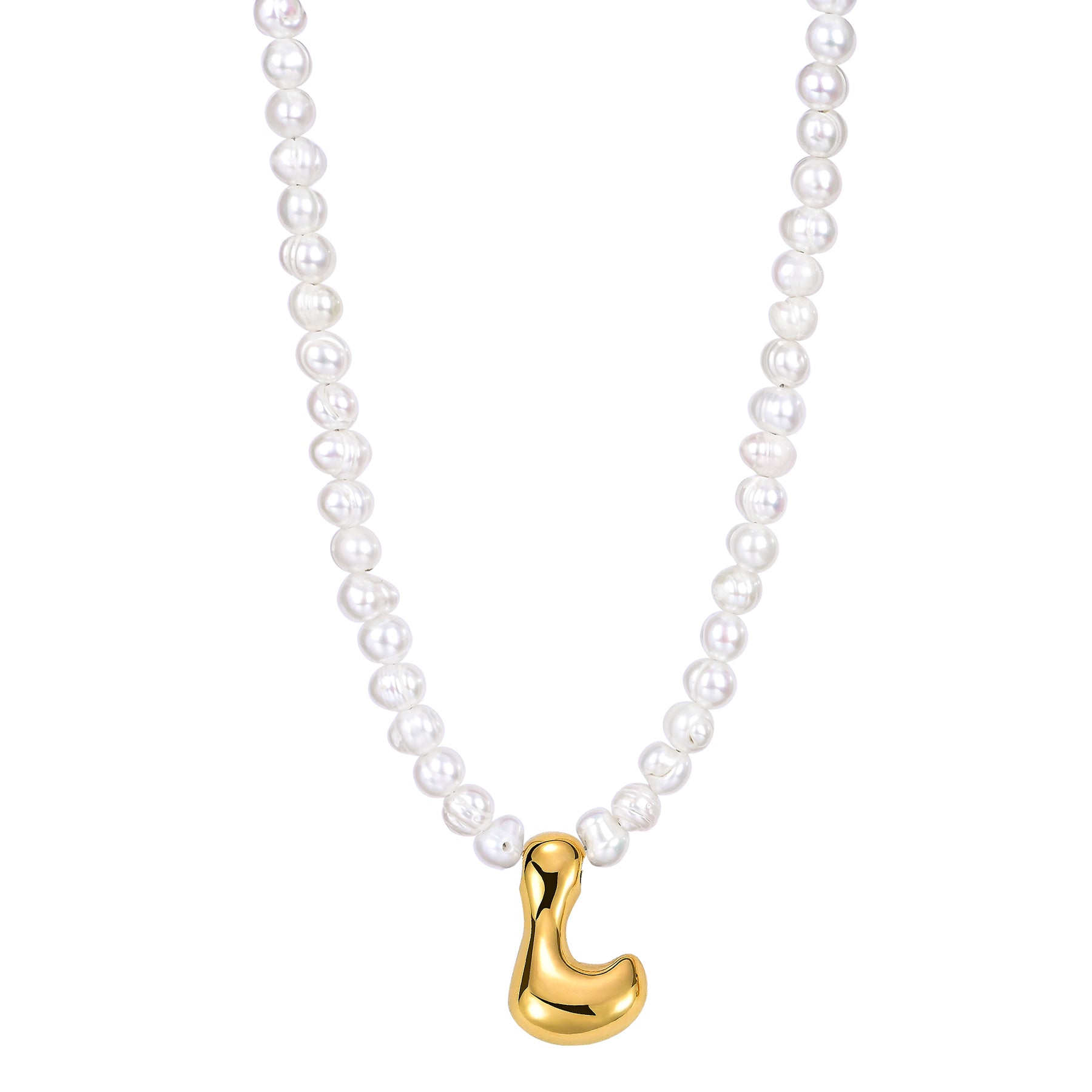 Pearl Bubble Initial Necklace