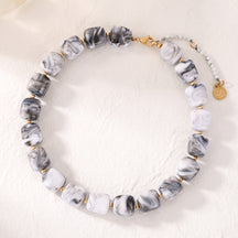 Chunky Square Bead Necklace Earth