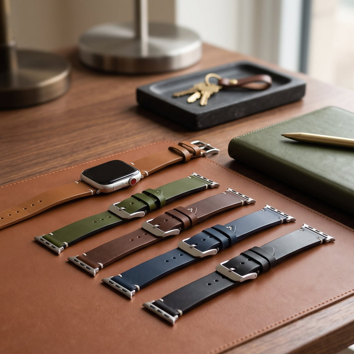 Men’s Green Leather Apple Watch Strap
