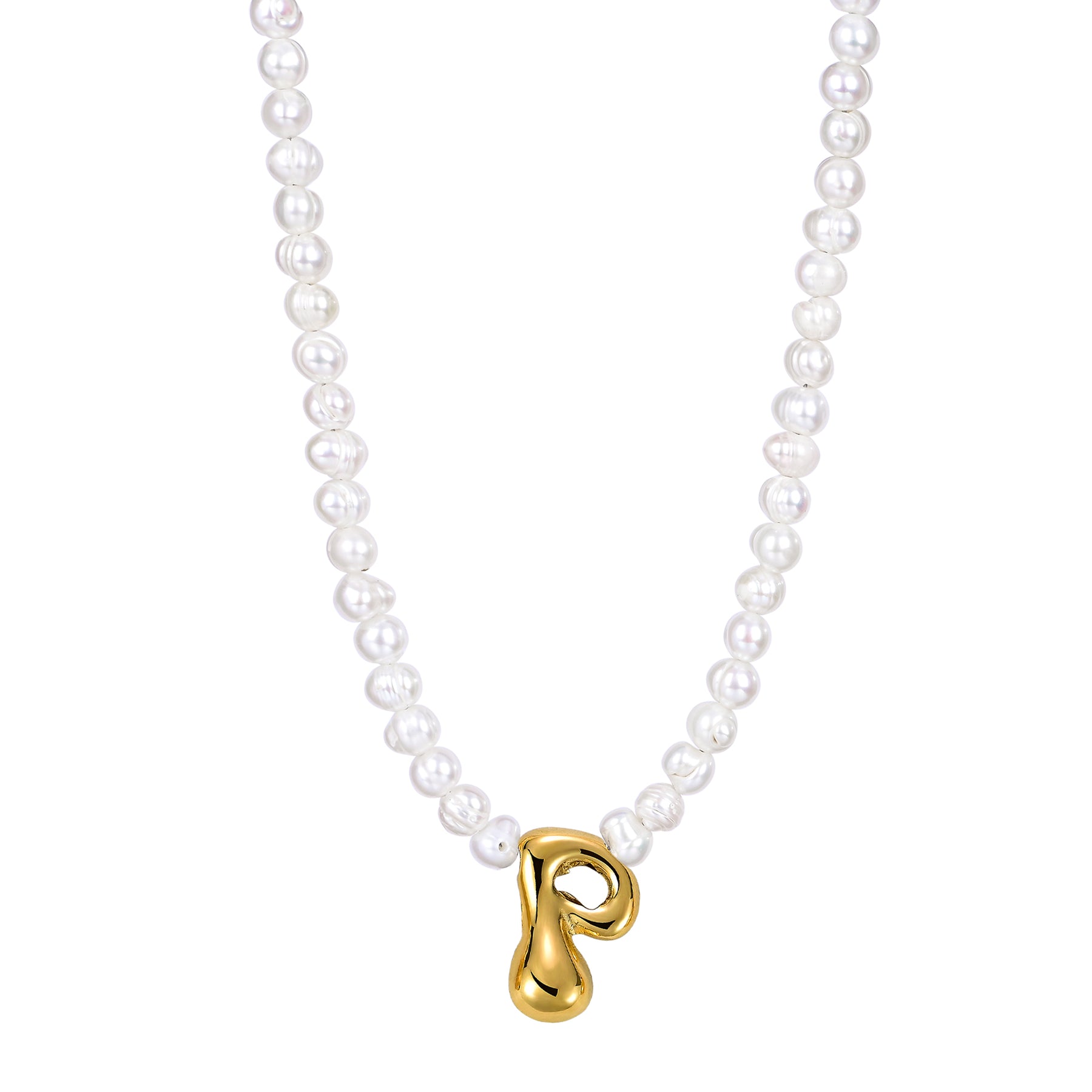 Pearl Bubble Initial Necklace