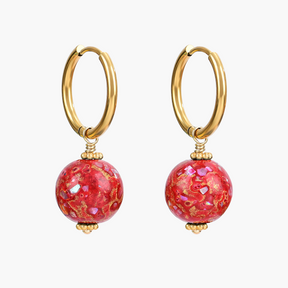 Crimson Orbit Speckle Orb Hoop Earrings