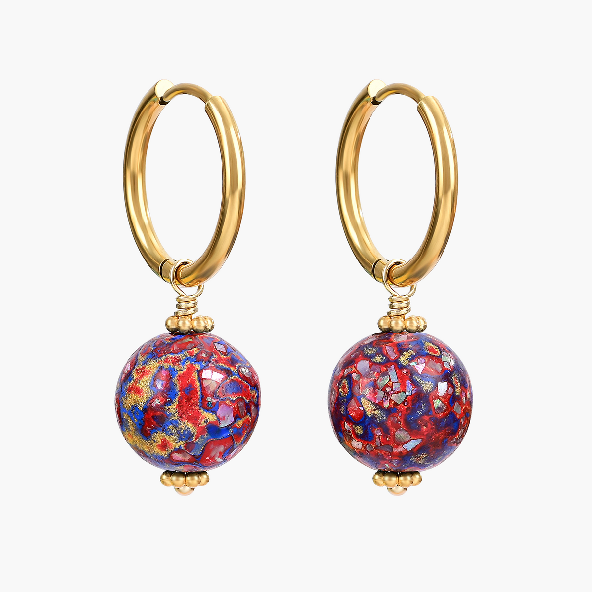Amethyst Aurora Speckle Orb Hoop Earrings