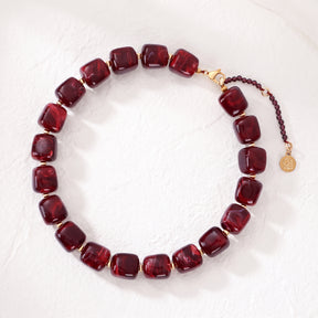 Chunky Square Bead Necklace Black