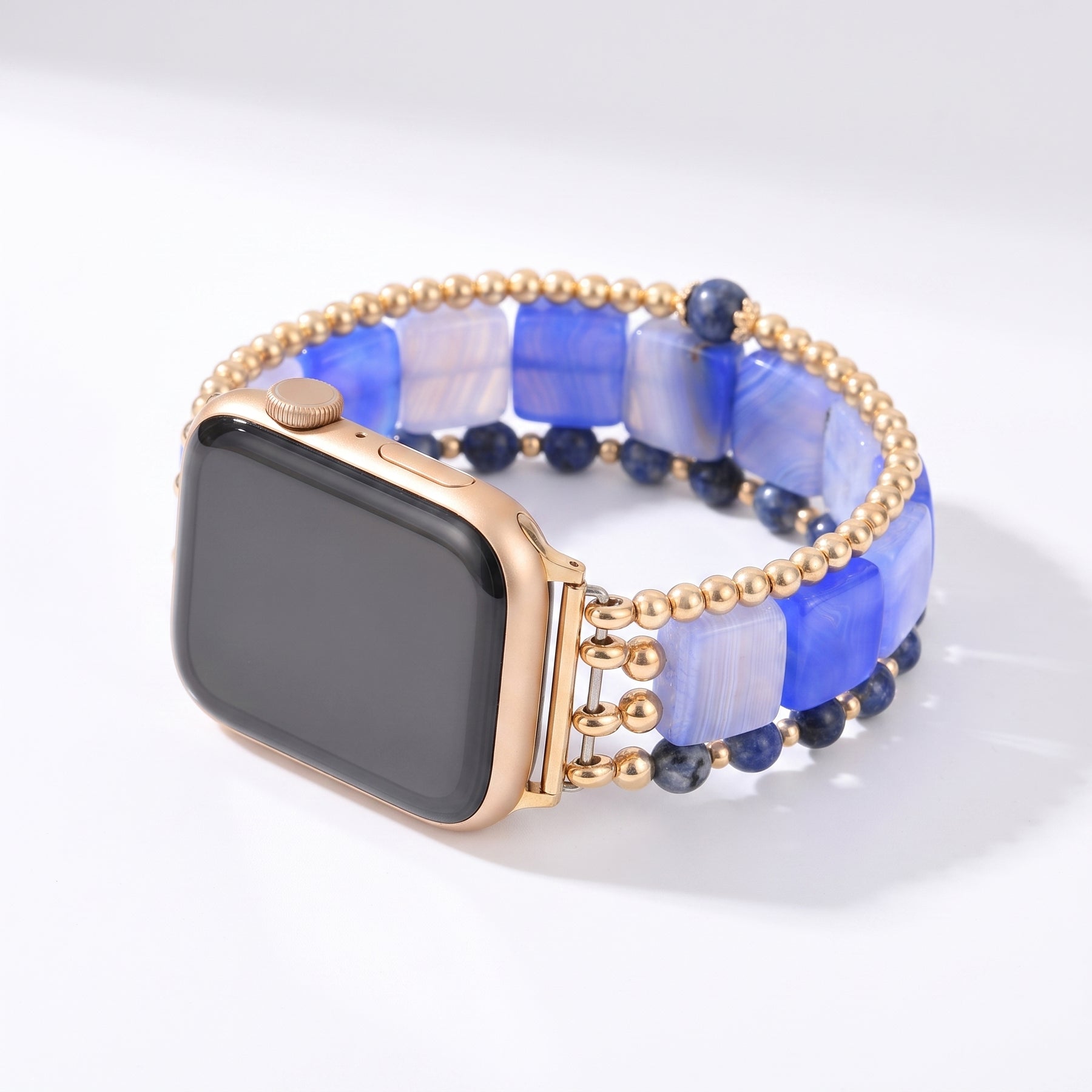 Fierce Grace Tiger's Eye Stretch Apple Watch Strap Silver