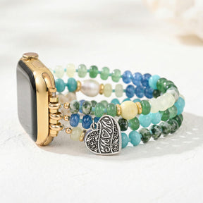 Jade Pearl Love MOM Stretch Apple Watch Strap
