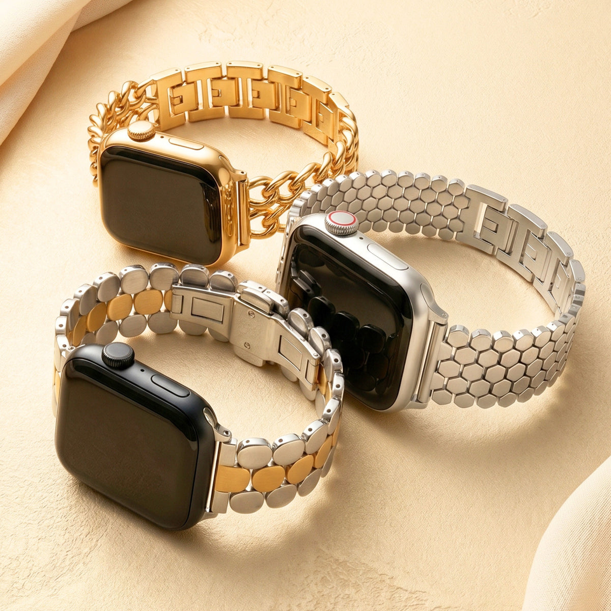Silver Honeycomb Luxury Apple Watch Strap
