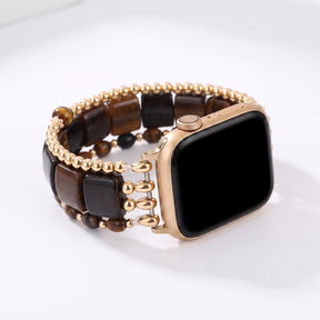 Fierce Grace Tiger's Eye Stretch Apple Watch Strap Silver