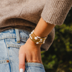 Golden Freshwater Pearl Bracelet Set