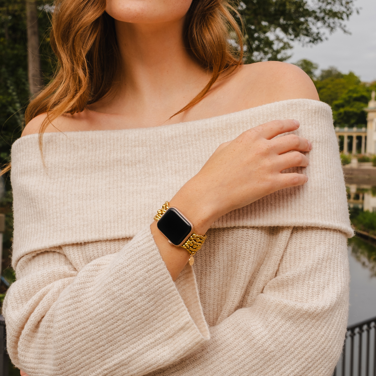 Golden Demure Stretch Apple Watch Strap