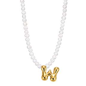 Pearl Bubble Initial Necklace