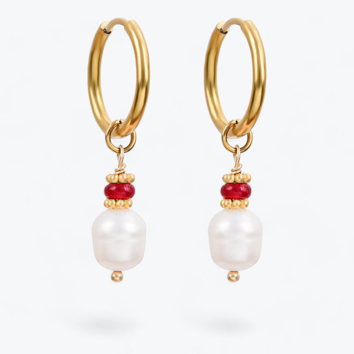 Golden Grace Pearl & Jade Agate Hoop Earrings