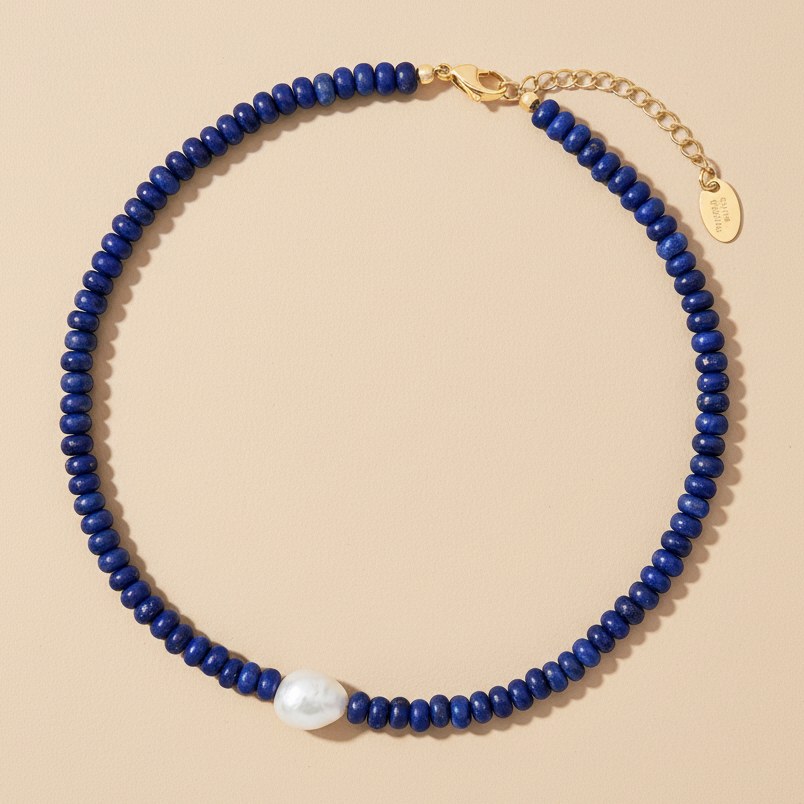 Midnight Lapis Pearl Necklace