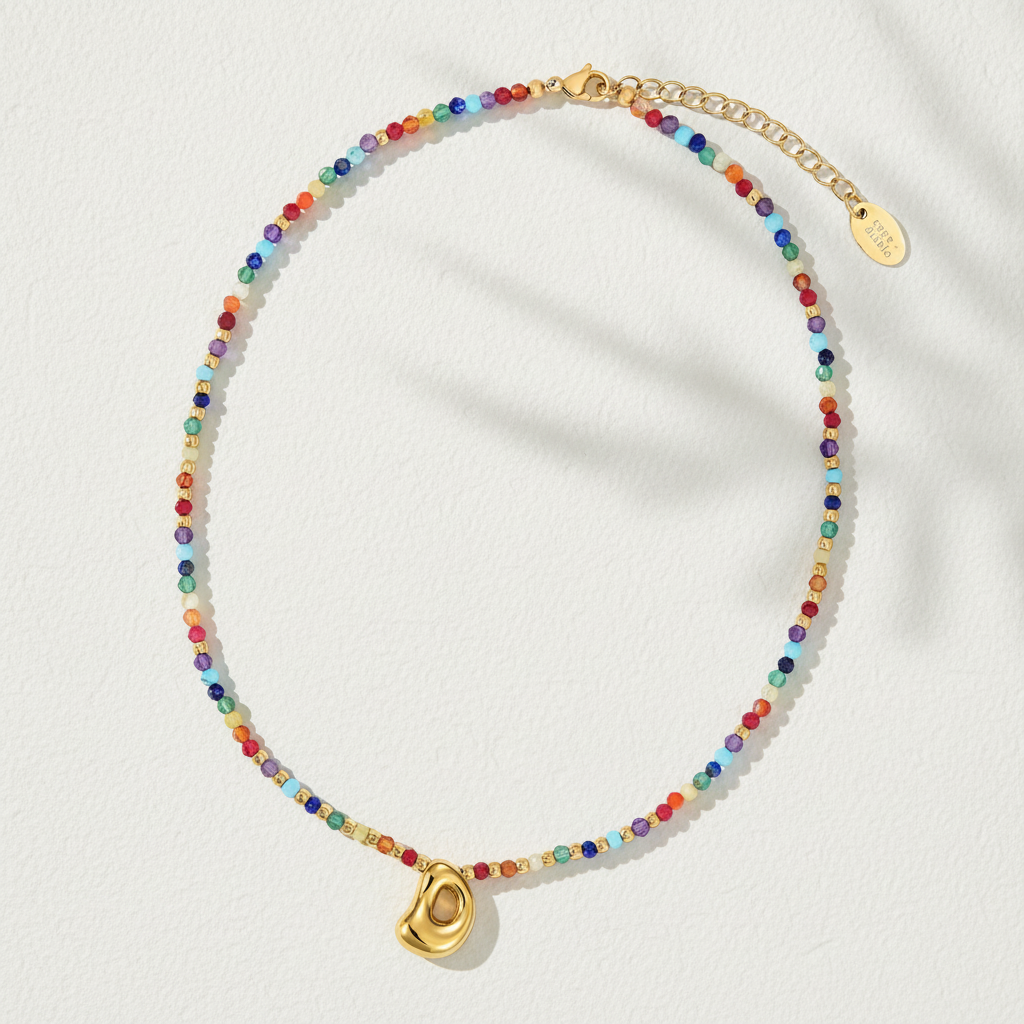 Rainbow Bubble Initial Necklace