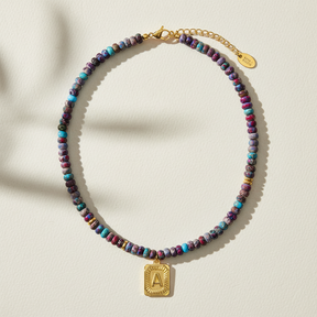 Purple Imperial Jasper Letter Necklace