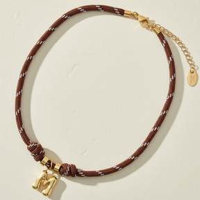Golden Bubble Letter Rope Necklace