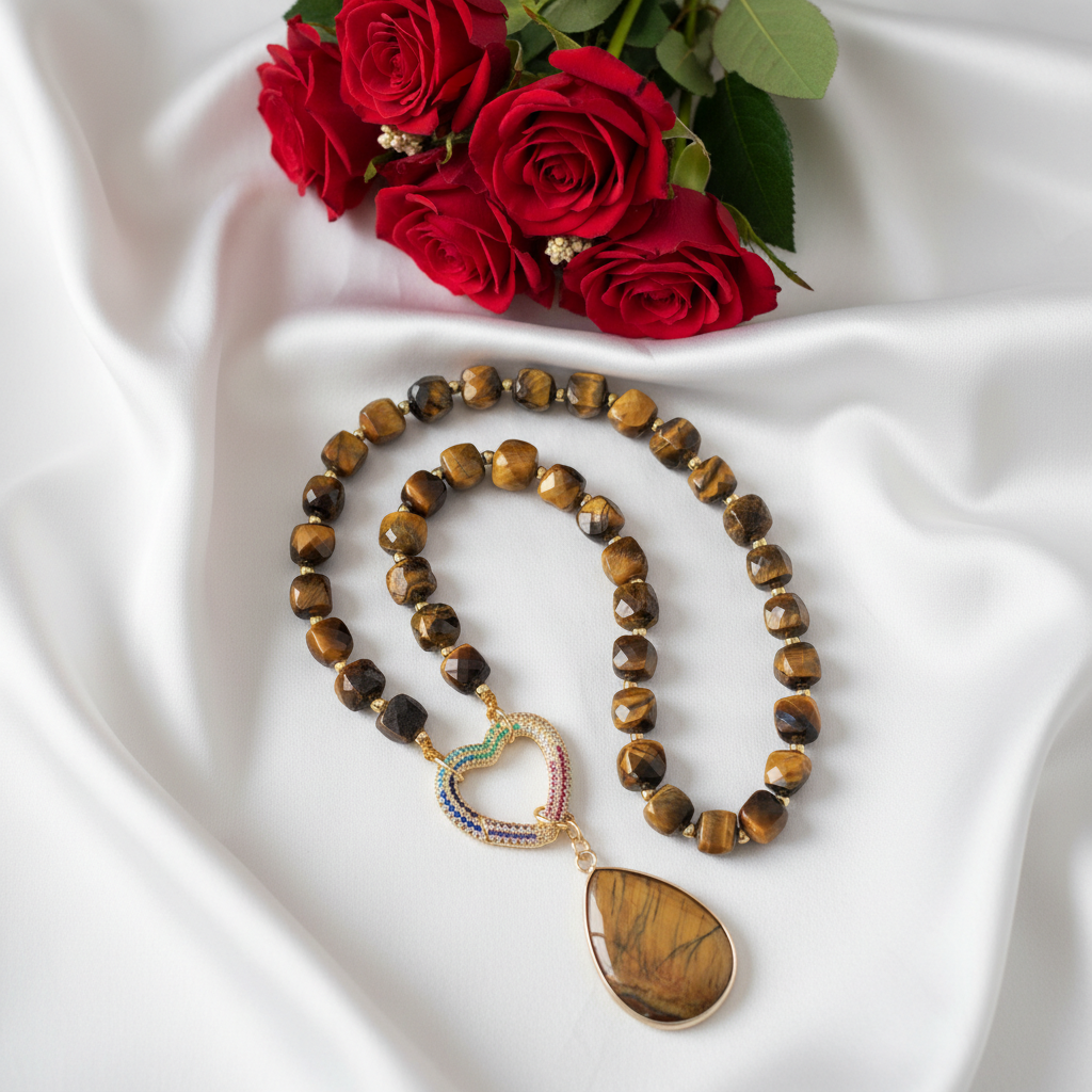 Tiger’s Eye Heart Pendant Necklace