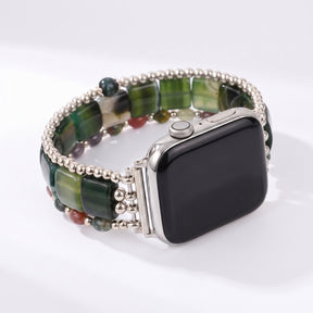 Fierce Grace Tiger's Eye Stretch Apple Watch Strap Silver