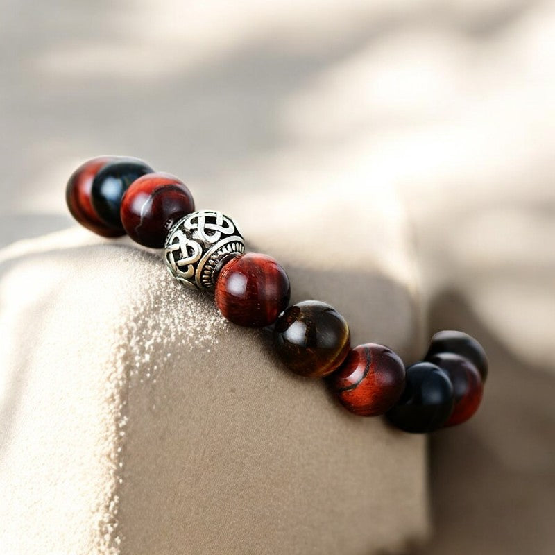 Men's Red Tiger Eye Buddha Bracelet