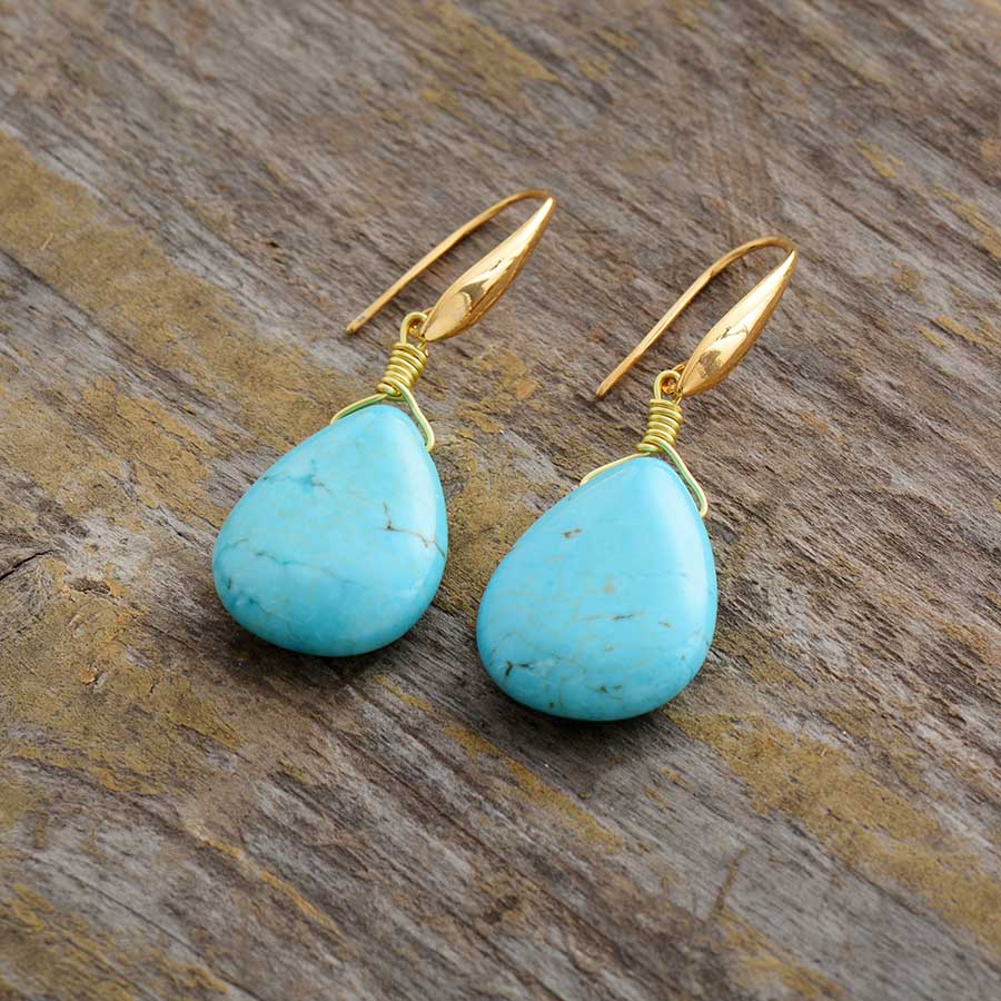 Exquisite Teardrop Turquoise Earrings - Cape Diablo
