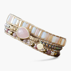 Precious Rose Quartz Teardrop Wrap Bracelet - Cape Diablo